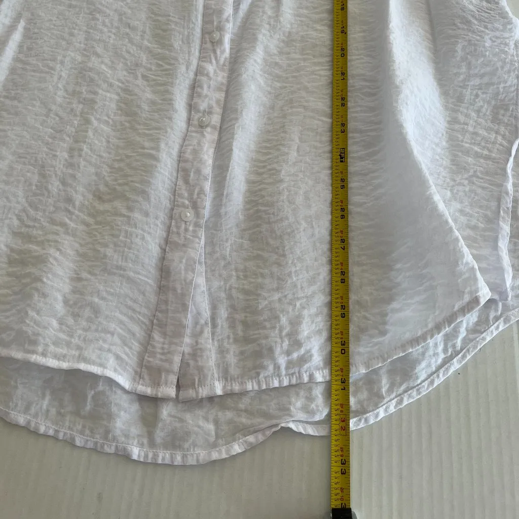 INC Sz L White Button Up Tunic Semi Sheer Cover Up Long Sleeves Dress Shirt Size L - Image 8