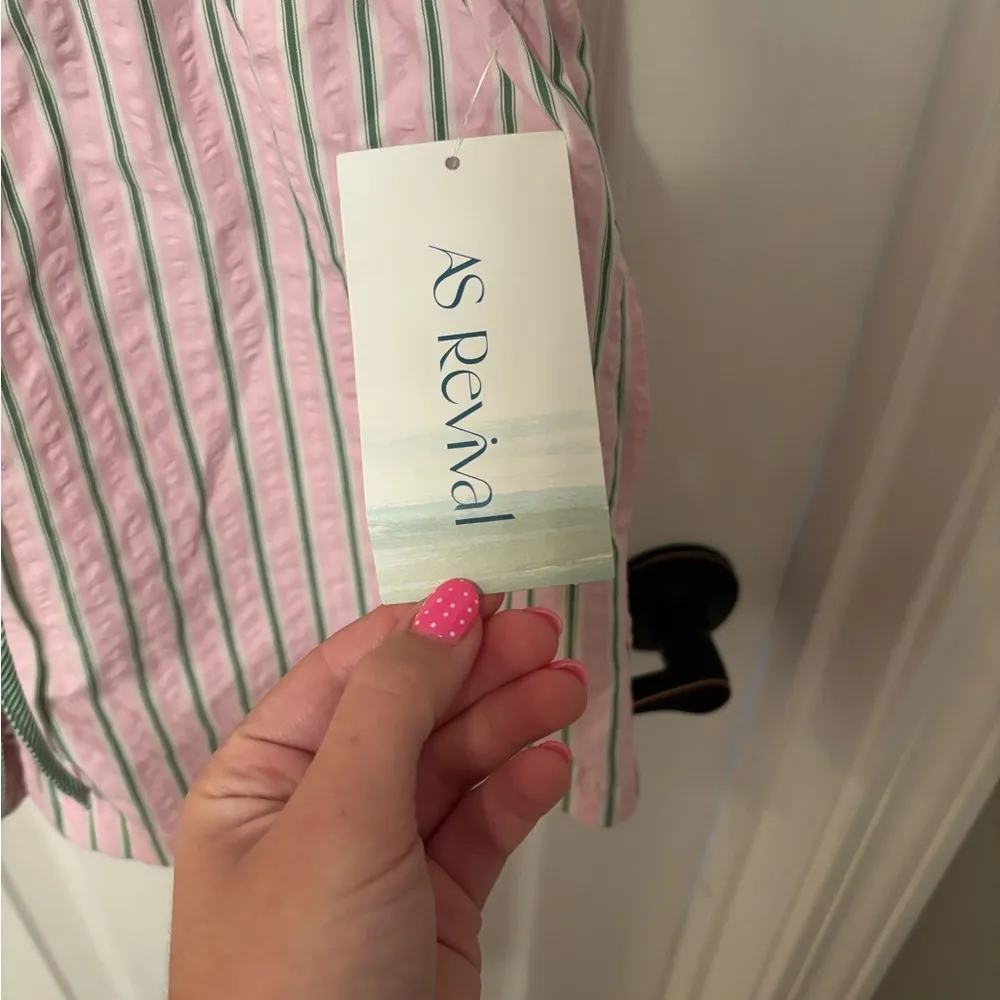 NWT Altar’d State Revival Pink and Green Striped Boxer Shorts size small - Image 3