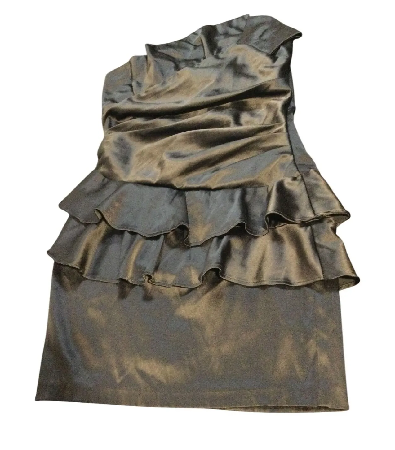 Mystic Sleek Ruffle Dress Party Cocktail Evening Black Size Small Silver - Image 1