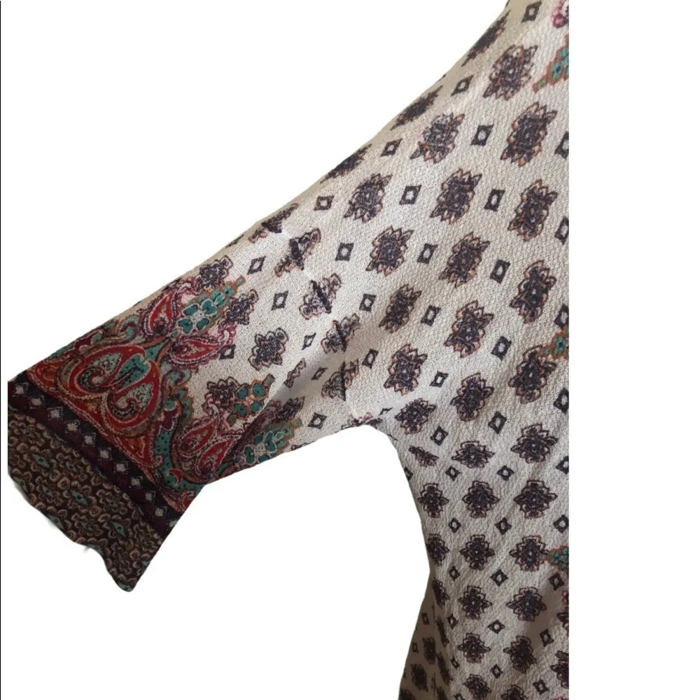 Chico’s Mixed Print Long Cardigan Size M/1 Boho Bohemian Printed Festival Fall - Image 7