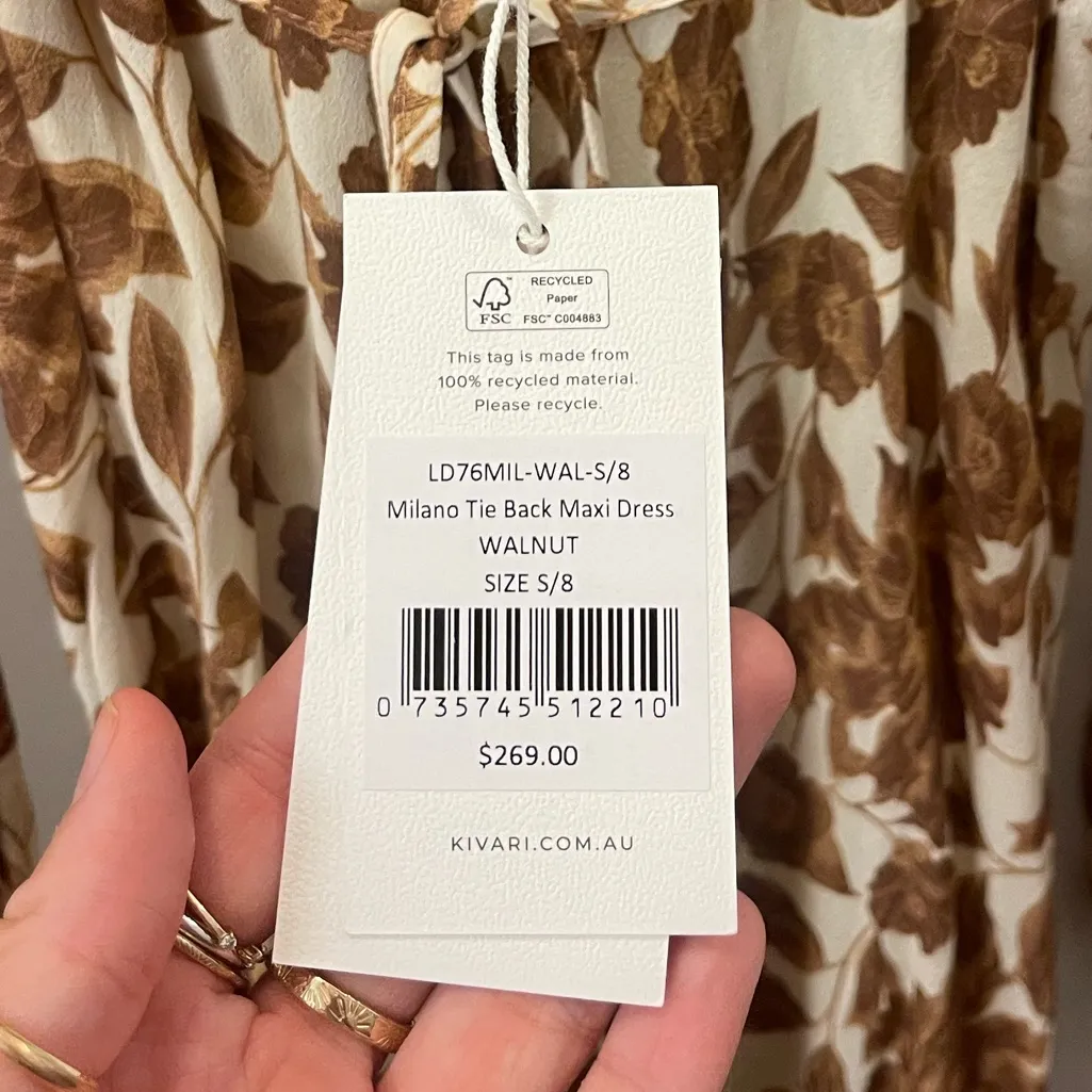 Kivari Brown and Cream Floral Long Sleeve Maxi Dress - Image 6