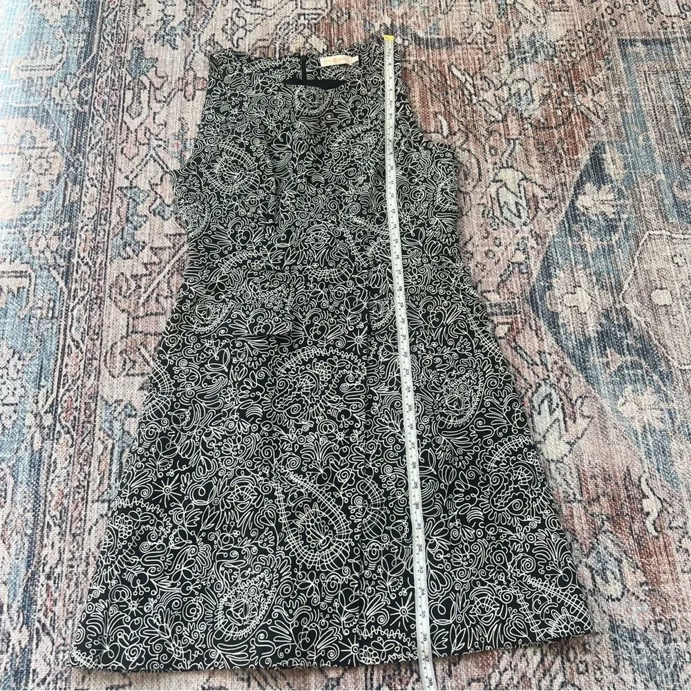 Tory Burch Paisley Doodle Print Sheath A-line Black and White Dress Size 10 - Image 15