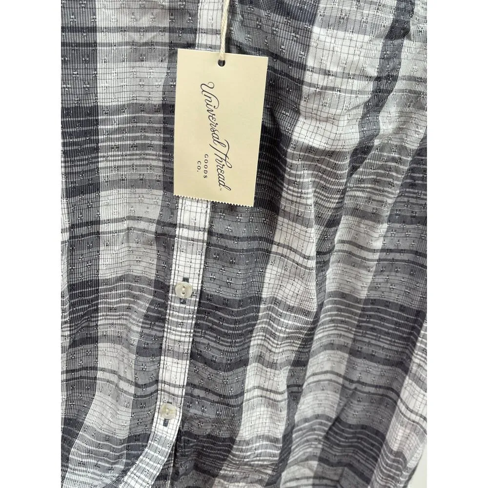 Universal Thread Blue & Grey Plaid Loose Fitting Blouse Size Small NWT - Image 4