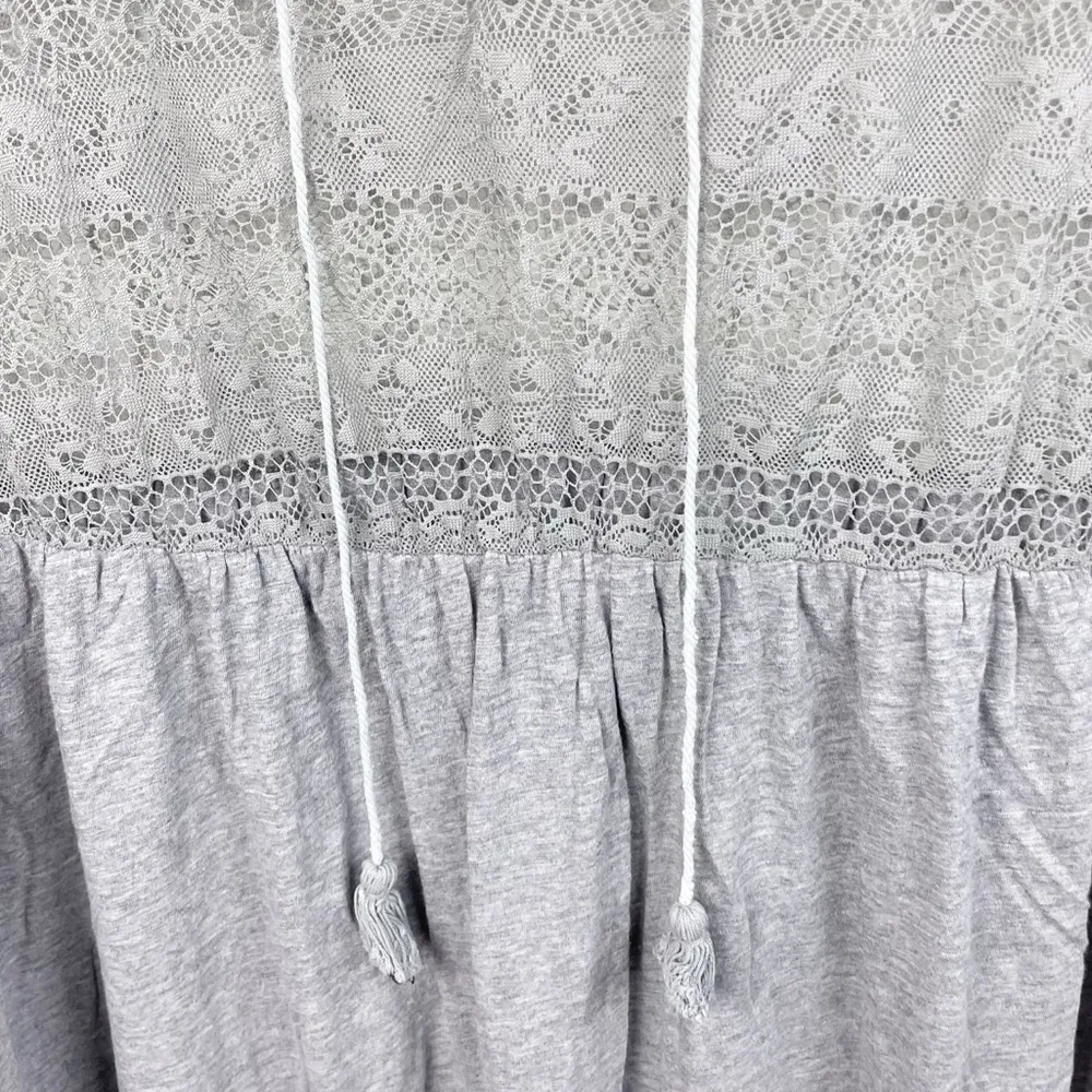 Torrid Heathered Grey Sheer Lace Top Sleeveless Peplum Tank Tassels Plus Size 4X - Image 4