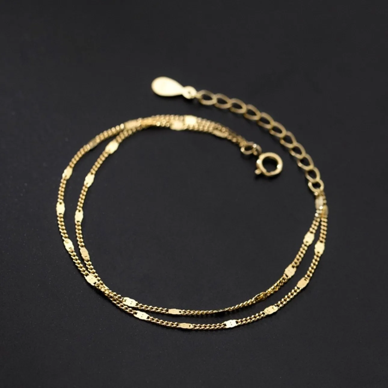 18K Gold Plated Simple Adjustable Double Layer Bracelet for Women - Image 2