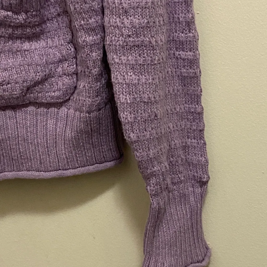 Sonoma Womens Lavender Purple Button Front Cardigan Sweater M Stripe Knit V Neck - Image 4