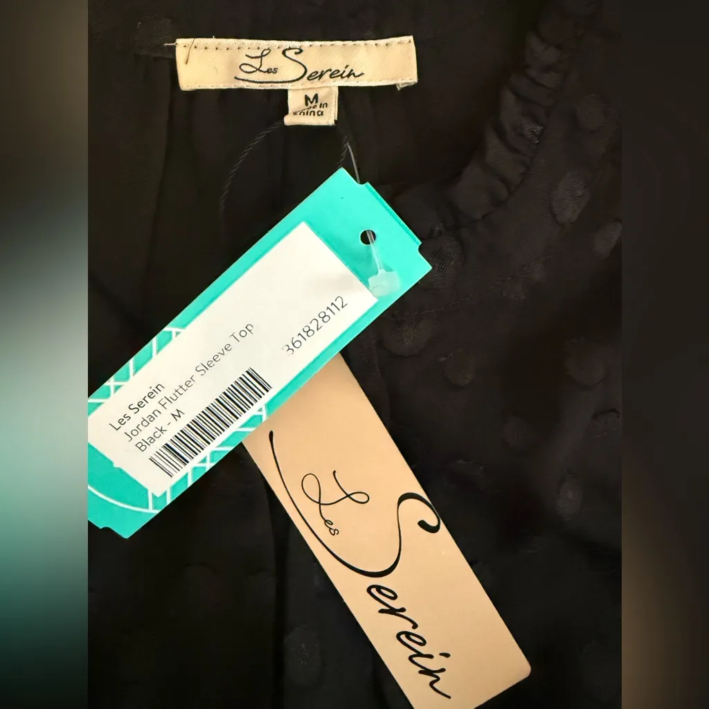 Les Serein Jordan Flutter Sleeve Top BLACK Medium NWT STITCH FIX - Image 7