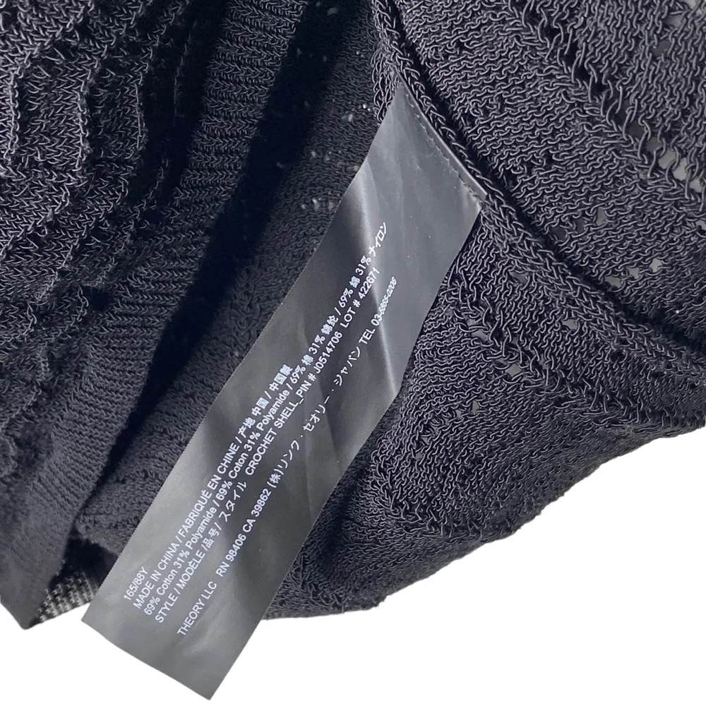 Theory ᯾ Crochet Sleeveless Knit Layer Sweater Shell ᯾ Black Semi Sheer ᯾ Medium - Image 6