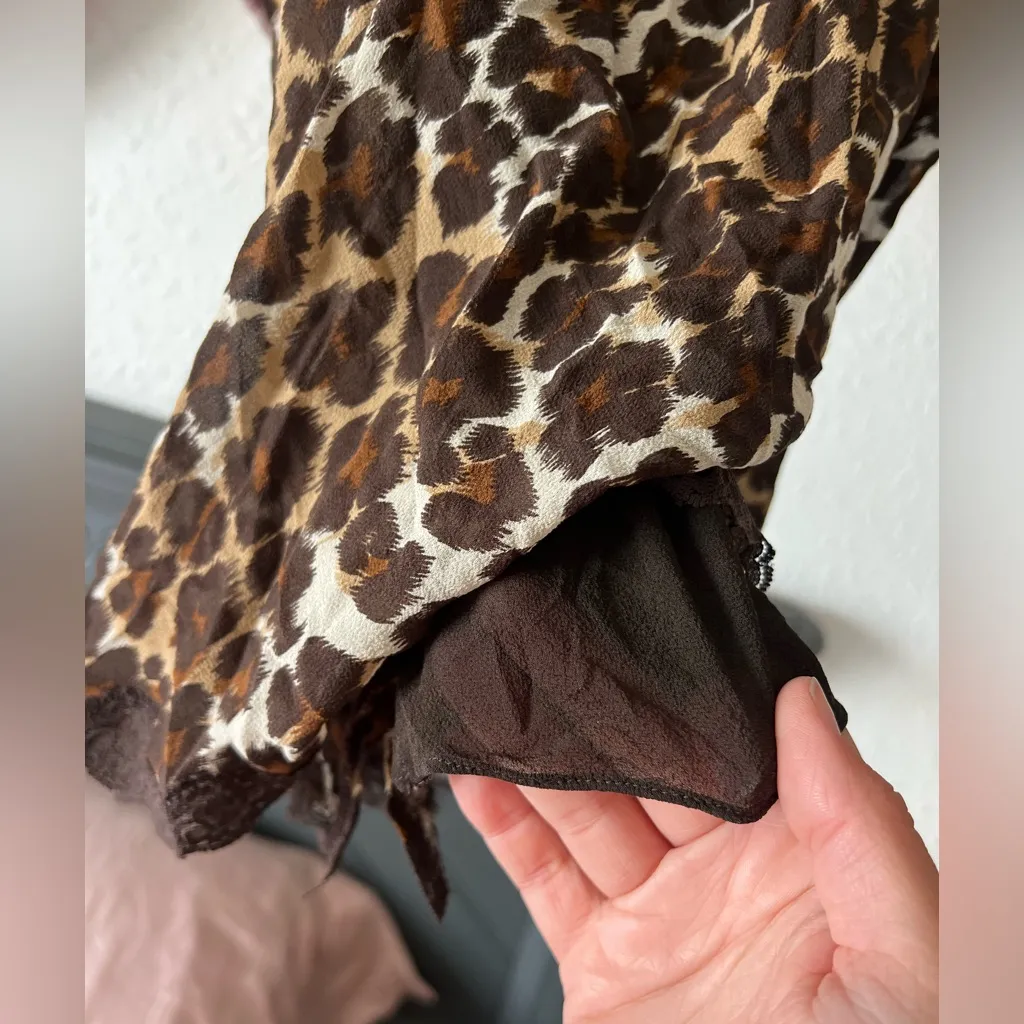 Express Y2K silk leopard animal print camisole large - Image 7