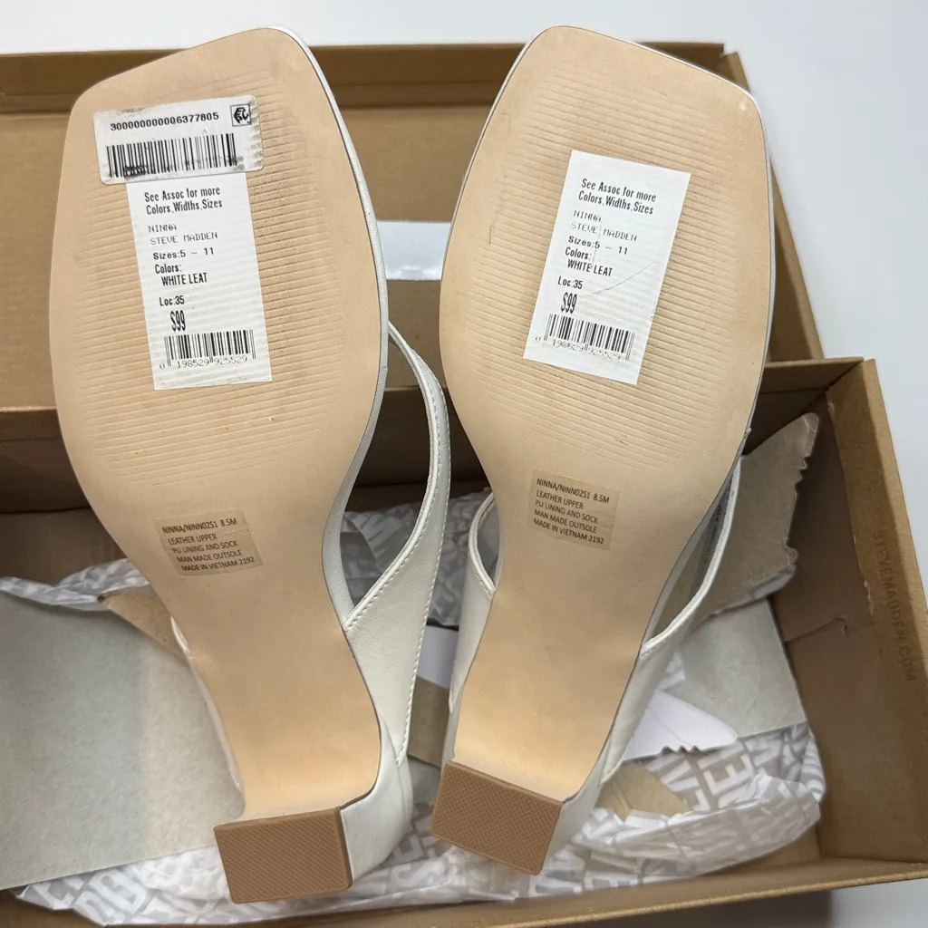 Steve Madden Women's Ninna Blade Heel Thong Sandals- White Leather- Size 8.5 - Image 8