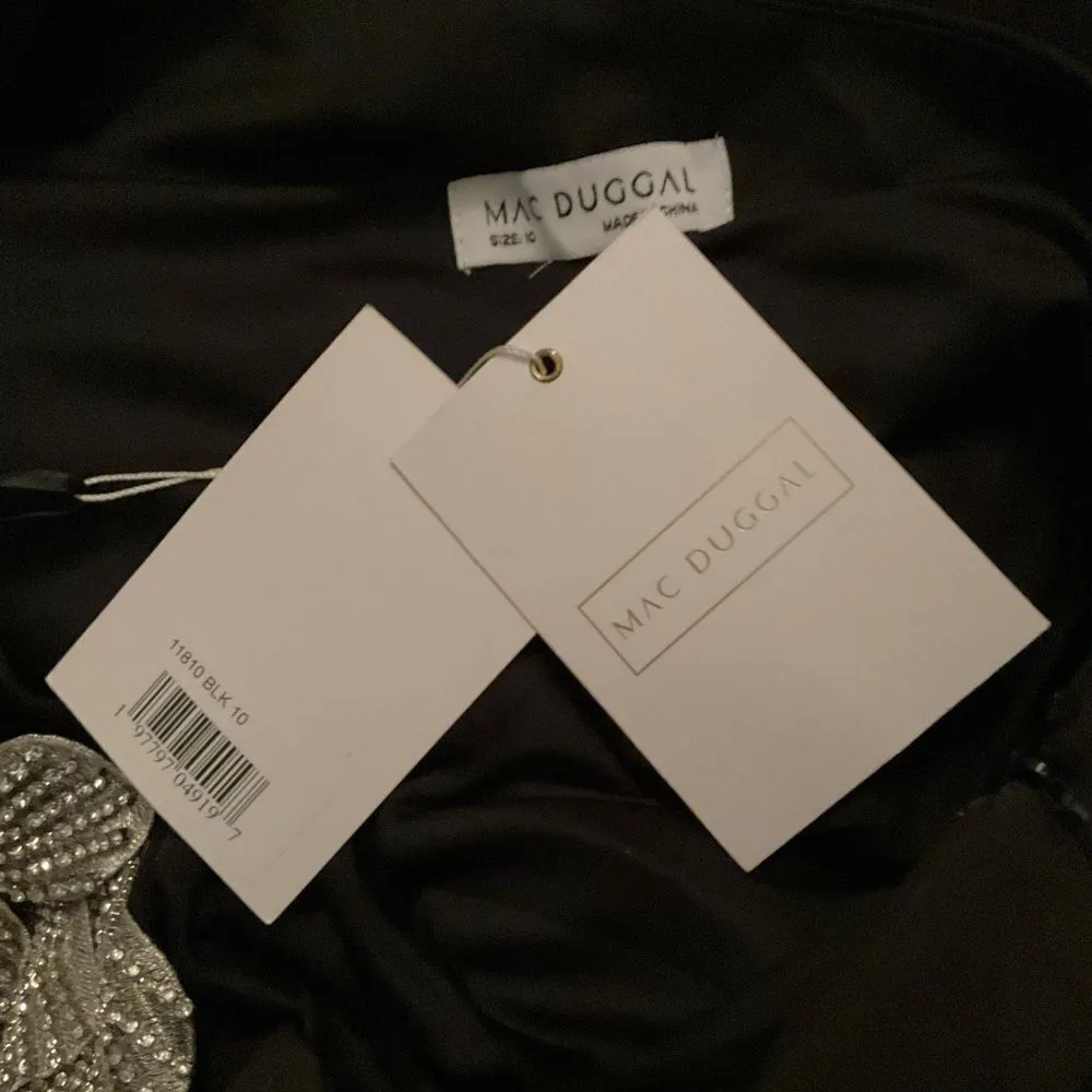 Mac Duggal 11810 Womens Black Crepe One Shoulder Gown With Flower - Image 13