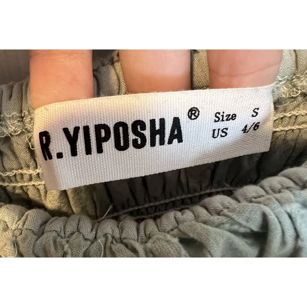 R. Yiposha Swiss Dot Dress Small Short Sleeve Mint Cottagecore Western Midi Green - Image 7