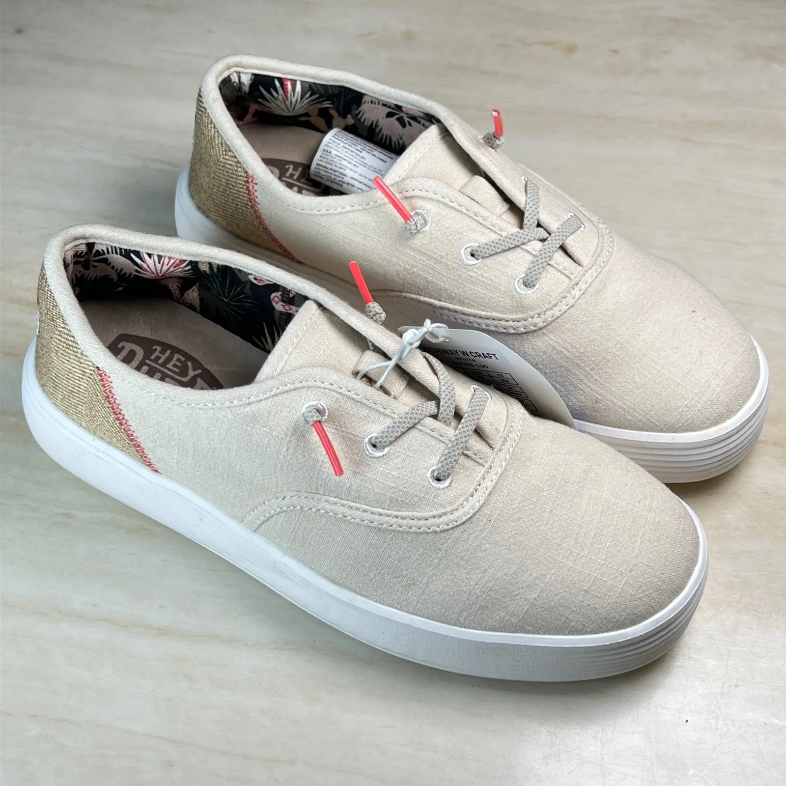 Hey Dude Conway W Craft White Canvas Lace Up Sneakers Women US 8 EU 39 - Image 10