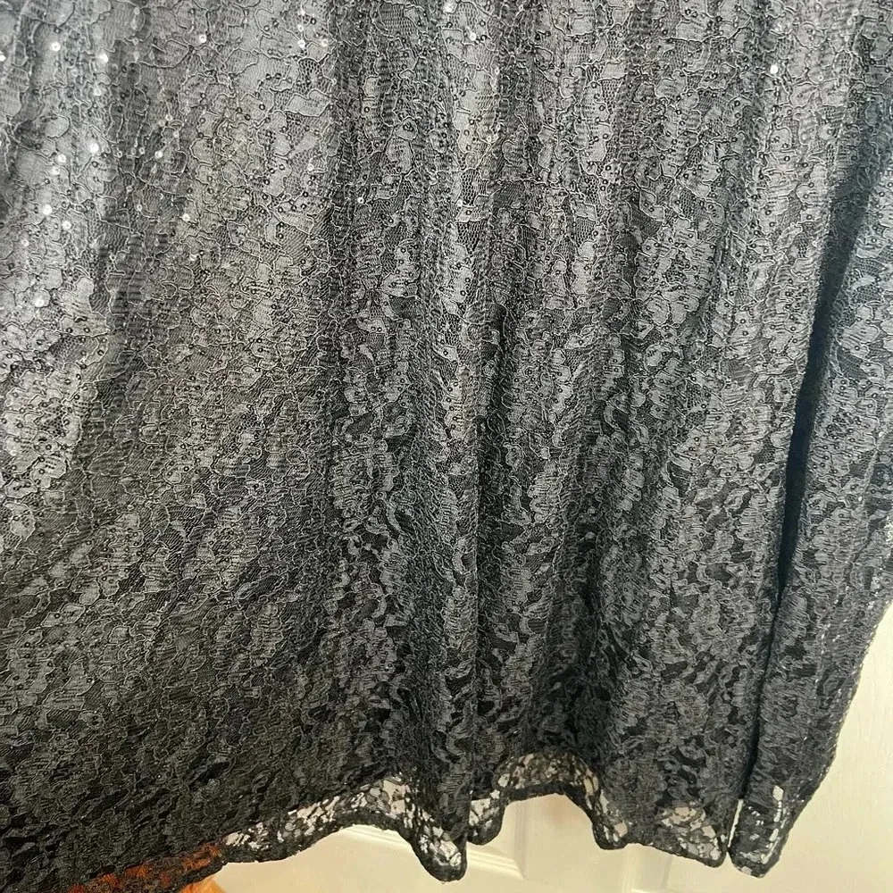 SLNY Women's Black Sequin Lace Fit & Flare Dress Size 12 Formal SL Fashion - Image 7