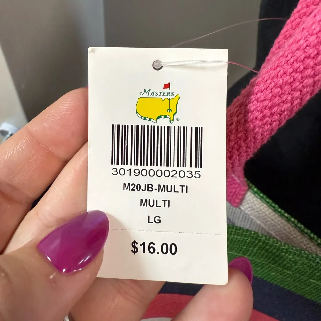 NWT‎ Masters Augusta National Golf Stripe Jute Large Tote Bag Pink Multicolor - Image 3