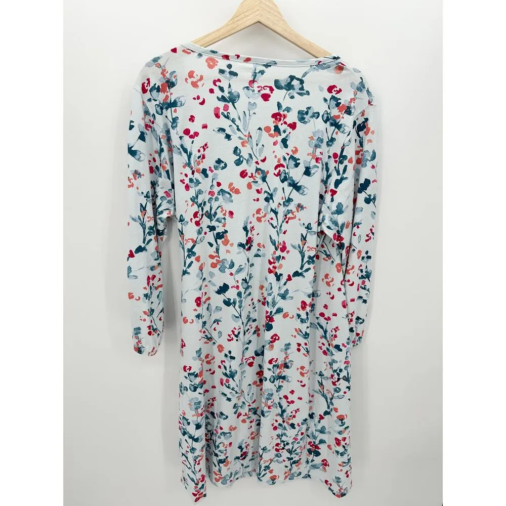 Green Cotton by Garnet Hill Blue Floral Wrap Front Dress Knee Length XL NWT - Image 2