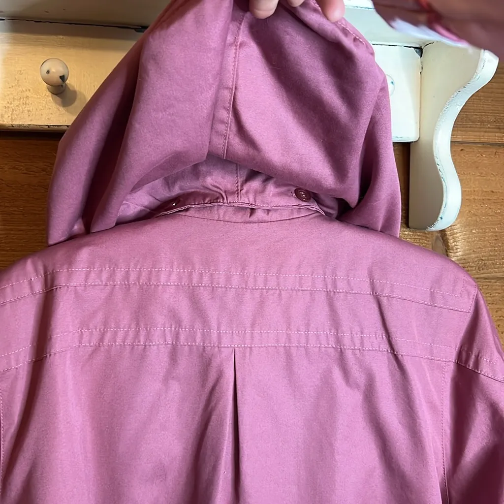 London Fog Rose Lined Zip Hooded Rain Snow Winter Midi Length Belted Coat Jacket - Image 4