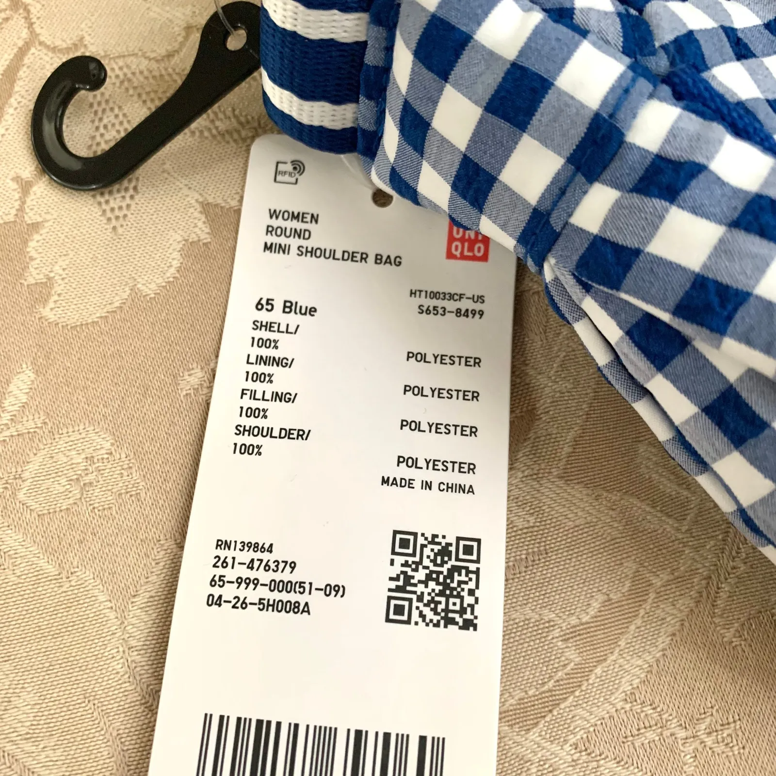 LAST ONE - Uniqlo Round Mini Shoulder Bag | Gingham Blue - Image 7