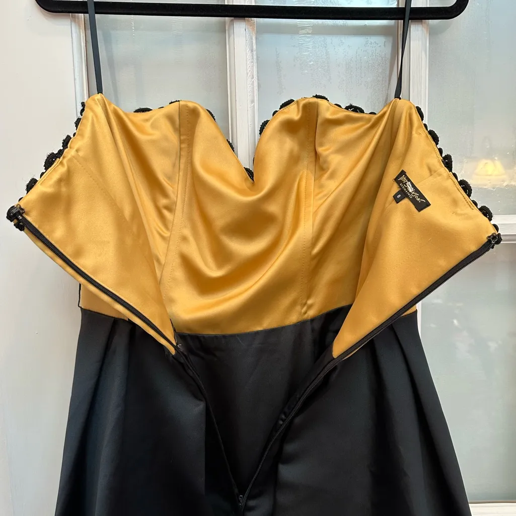 Vintage Betsey Johnson Evening Collection 90’s Gold & Black Formal Dress Size 8 - Image 10
