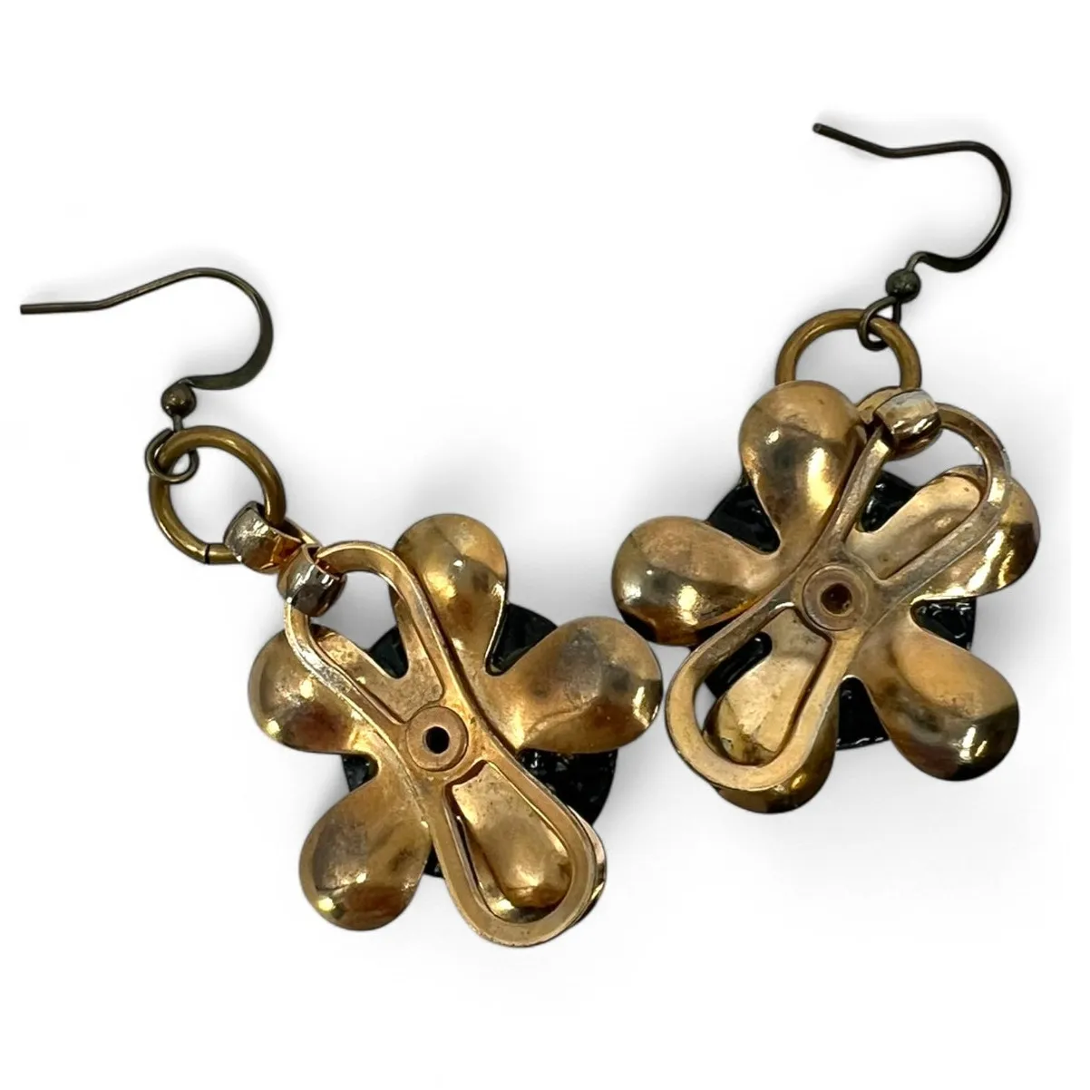 antique Victorian earrings Flower Daisy Dangle made from hand - Image 4