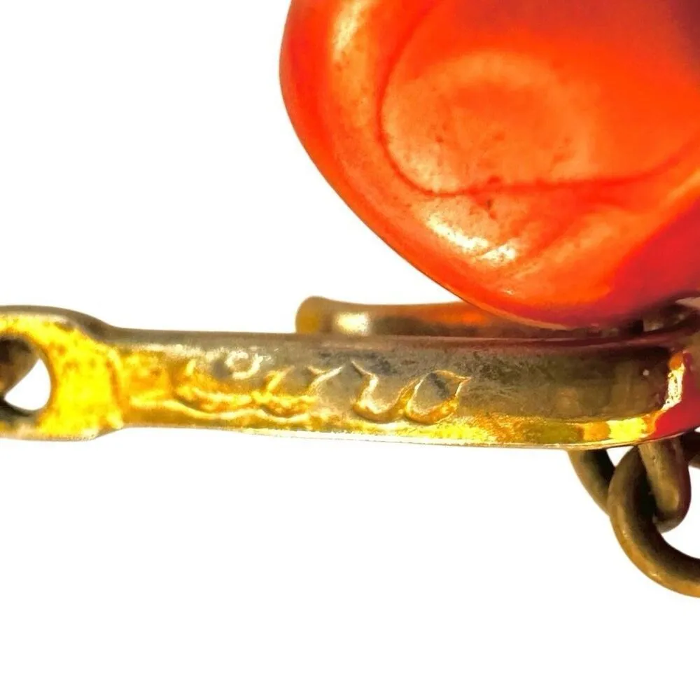 coro vintage double strand orange cats eye beaded necklace - Image 6