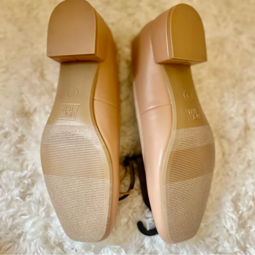 Time and Tru Women's Tan Block Heel Ballet Shoes, Size 9 - Image 5