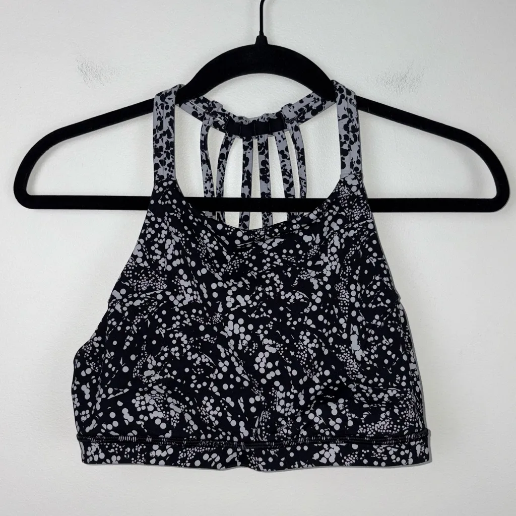 Lululemon Slide With Me Sports Bra Chirasu Black Women’s Size 6 High Neck Spots - Image 3