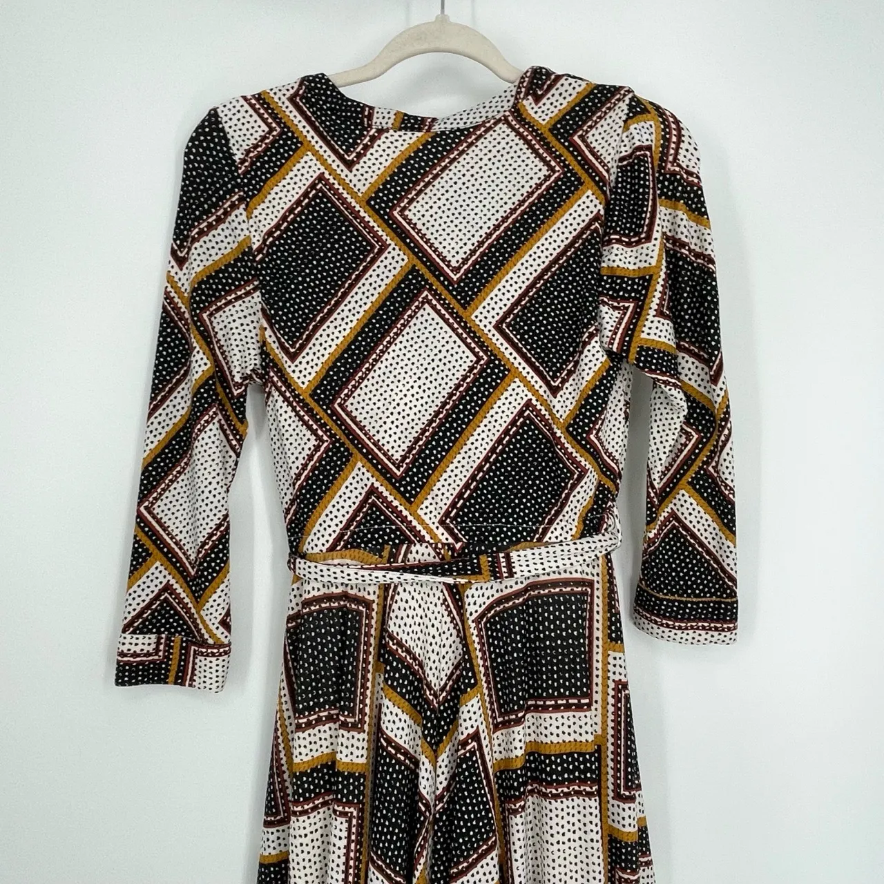 eShakti Women's Black Geometric Pattern Handkerchief Hem High Low Dress Size 0 - Image 8