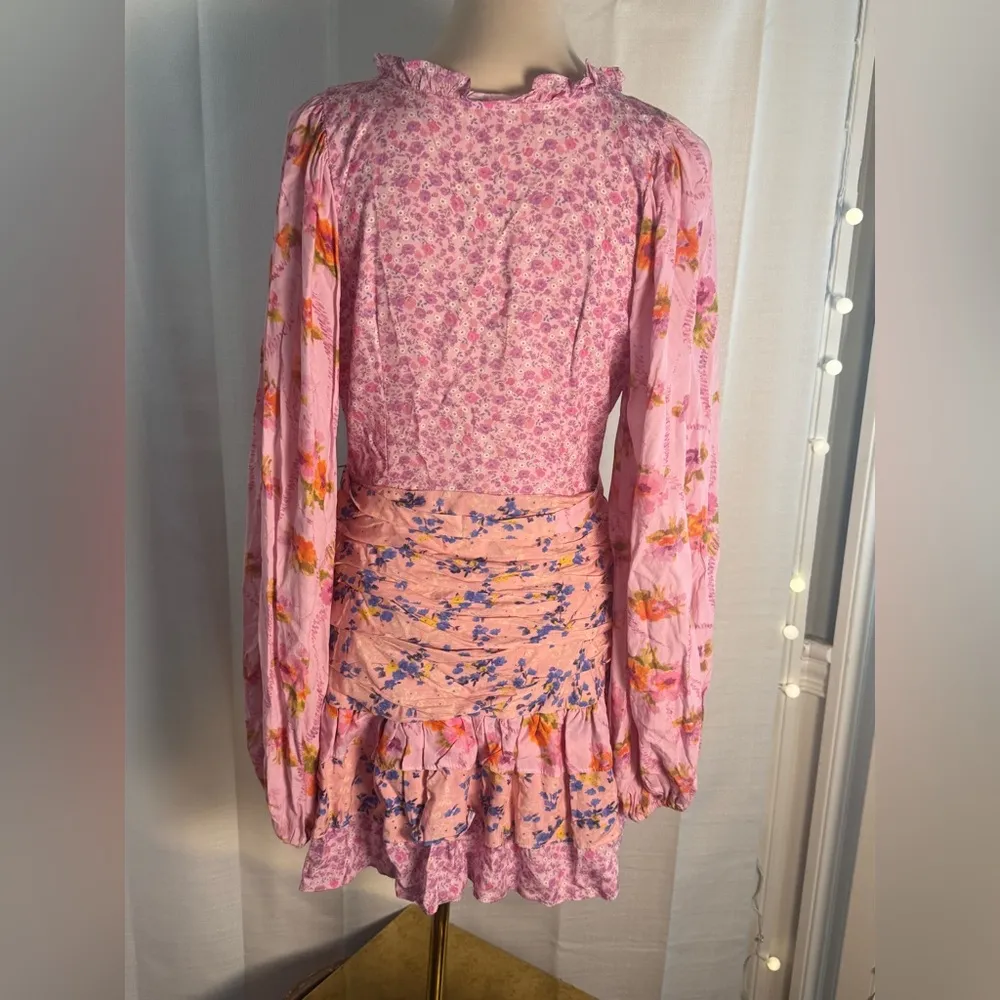 Floral Long Sleeve Dress Pink Size M - Image 3