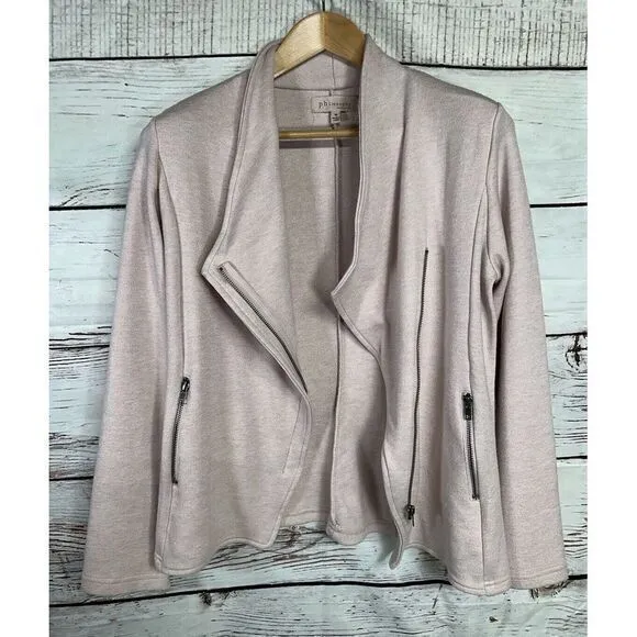 Philosophy Blush Pink Full Zip Pockets Asymmetrical‎ Zip Jacket Top Size Medium - Image 8