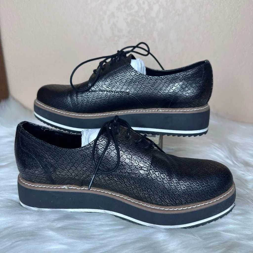 Exé Platform Loafers Metallic Black Scale Print Size 41 - Image 2