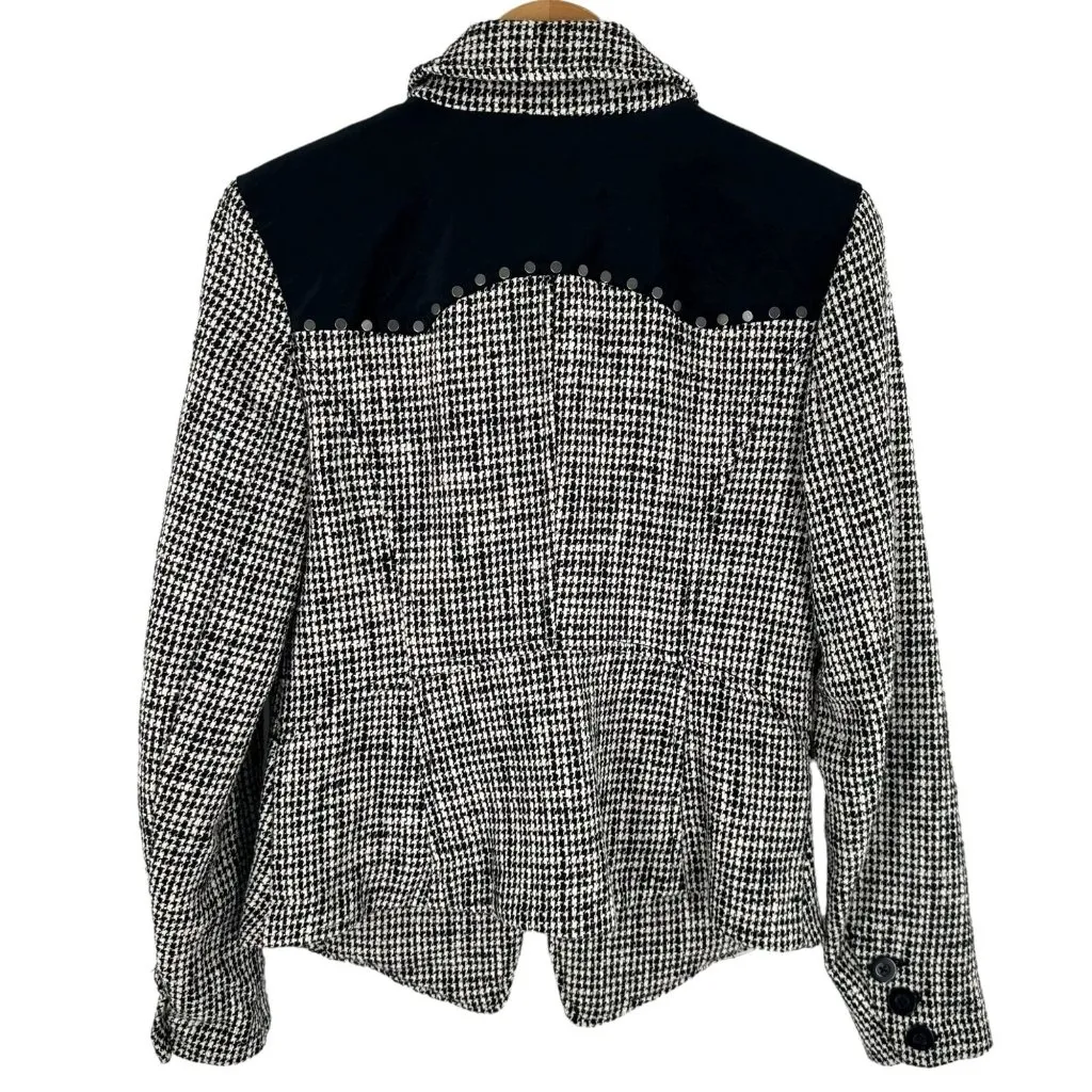 Free People Black and White Houndstooth Rodeo Blazer Size Small Jacket - Image 7