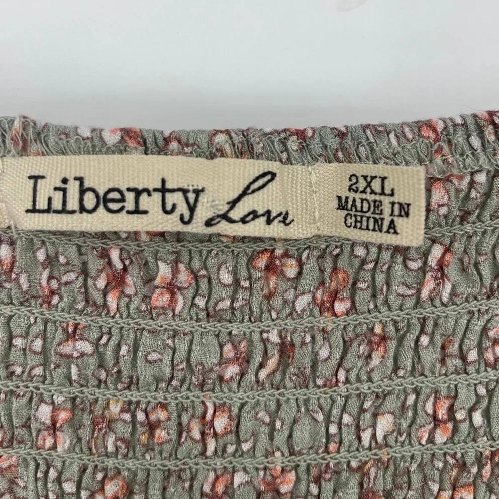 Liberty Love Milkmaid Womens Top Sz Xl Sage Cottagecore Boho Prairie Smocking - Image 10