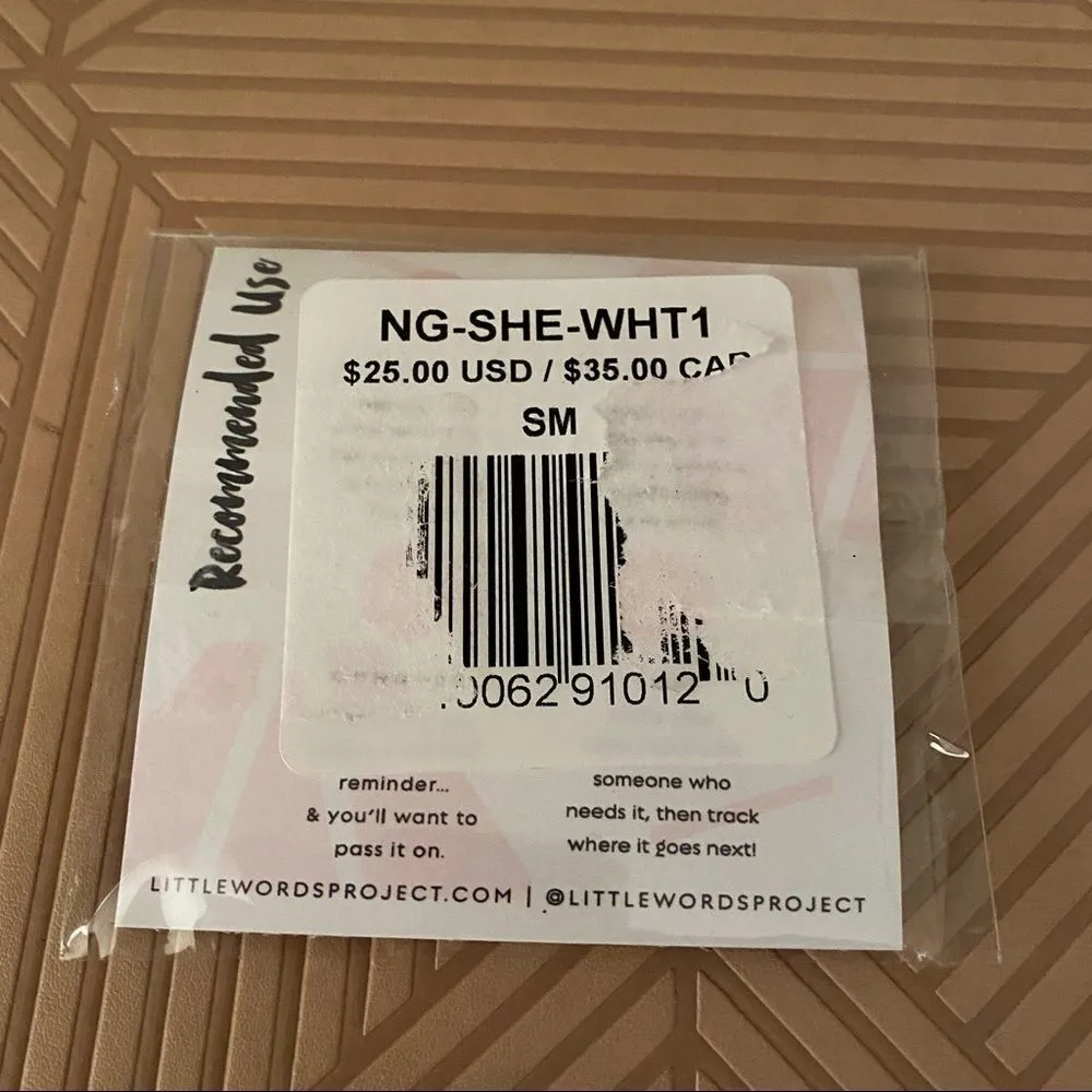 Little Words Project Bracelet She Her Stretch Beaded Gold Marble Neutral Casual - Image 4