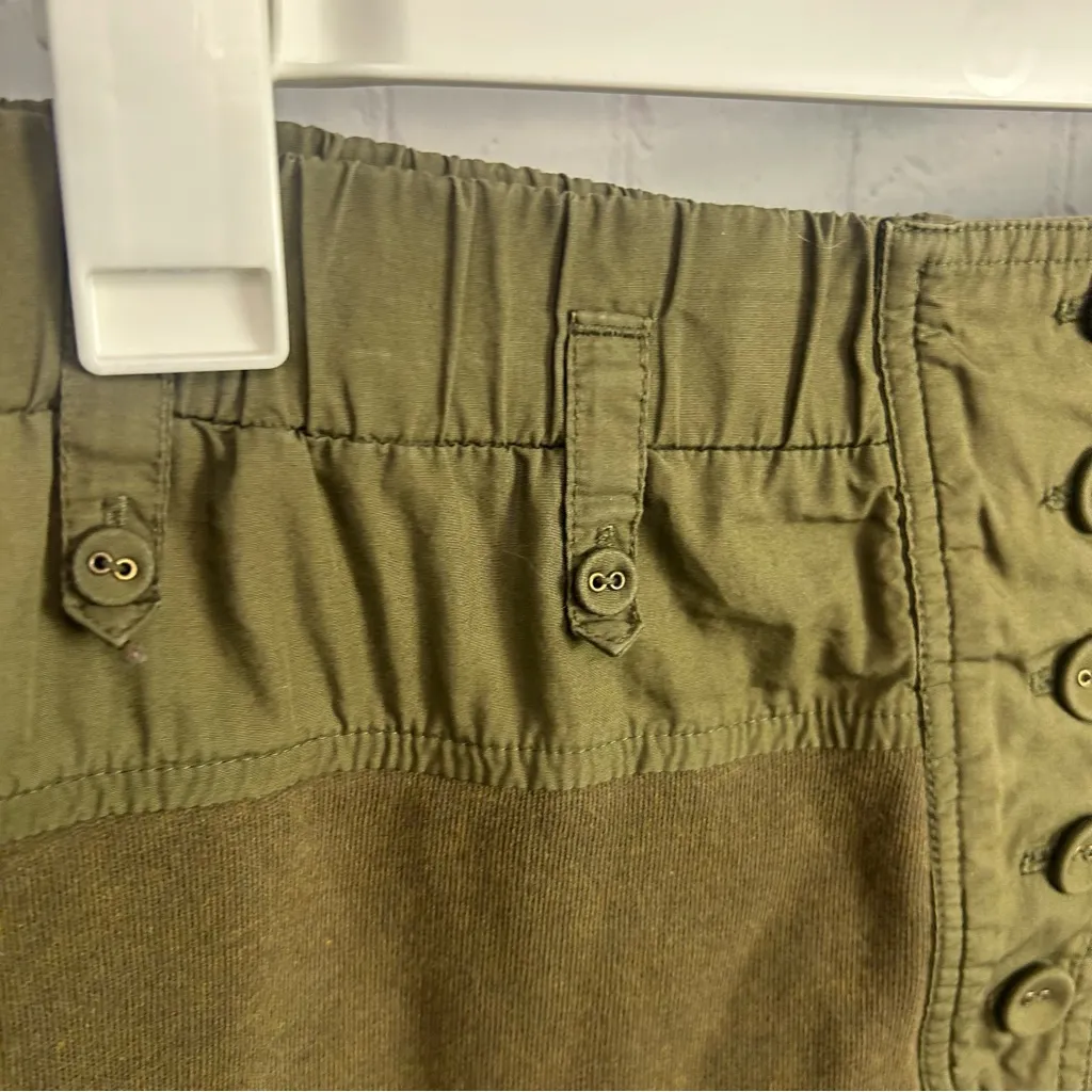 Ulla Johnson olive green designer mixed media shorts retro chic button accent - Image 5