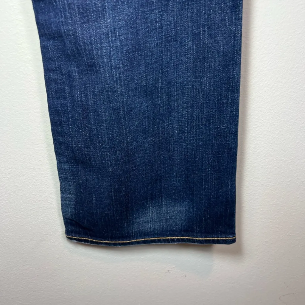 Big Star Womens Casey Jeans Dark Blue Distressed Denim Ultra Low Rise Sz 28 Long - Image 14