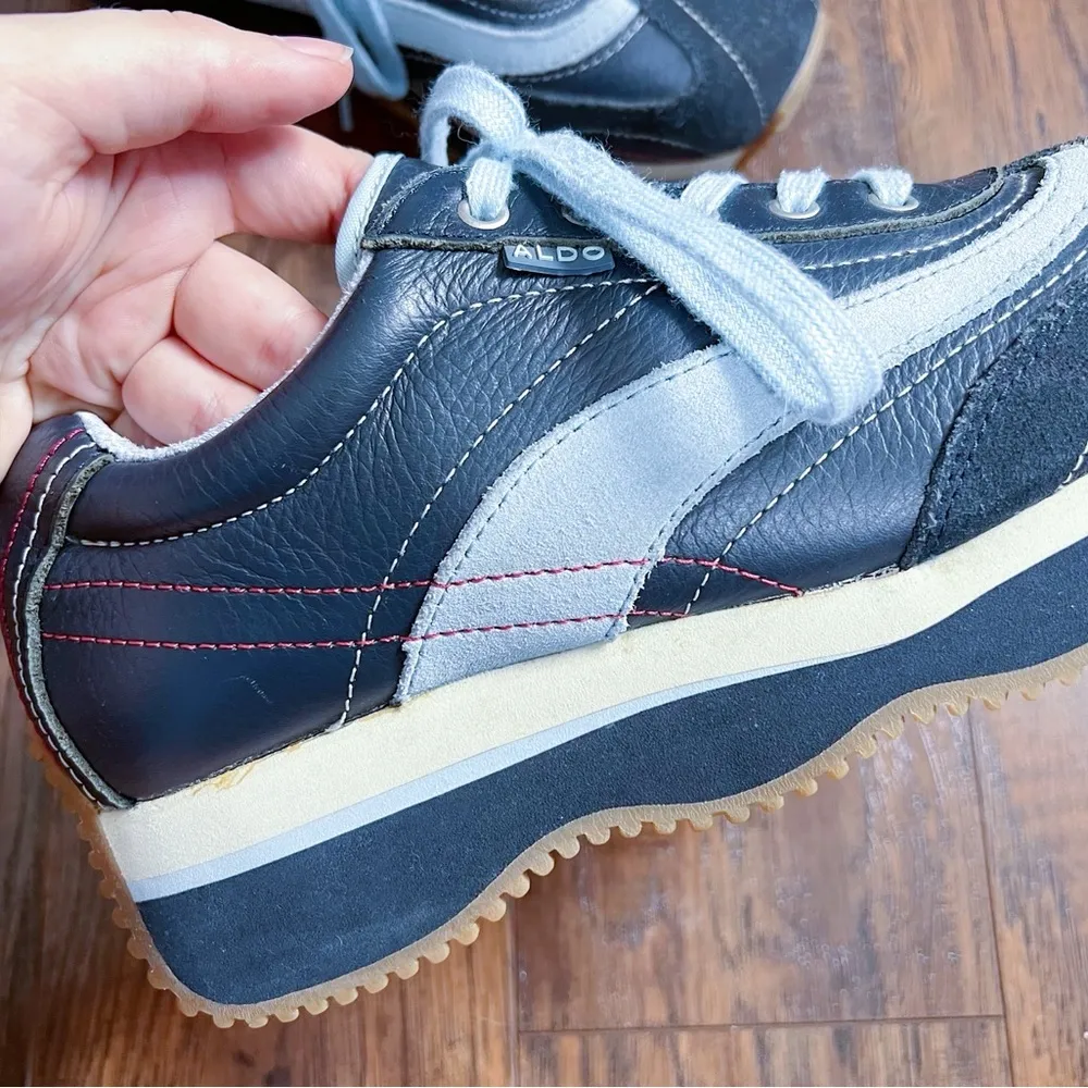 vintage • Y2K Aldo chunky platform sneakers blue leather sporty retro two tone - Image 6