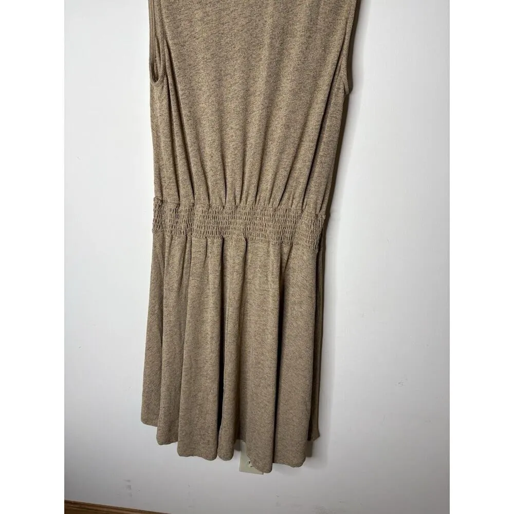 Soft Surroundings Womens Size L Swing Dress KERRY Cowl Neck Sleeveless Tan Black - Image 5