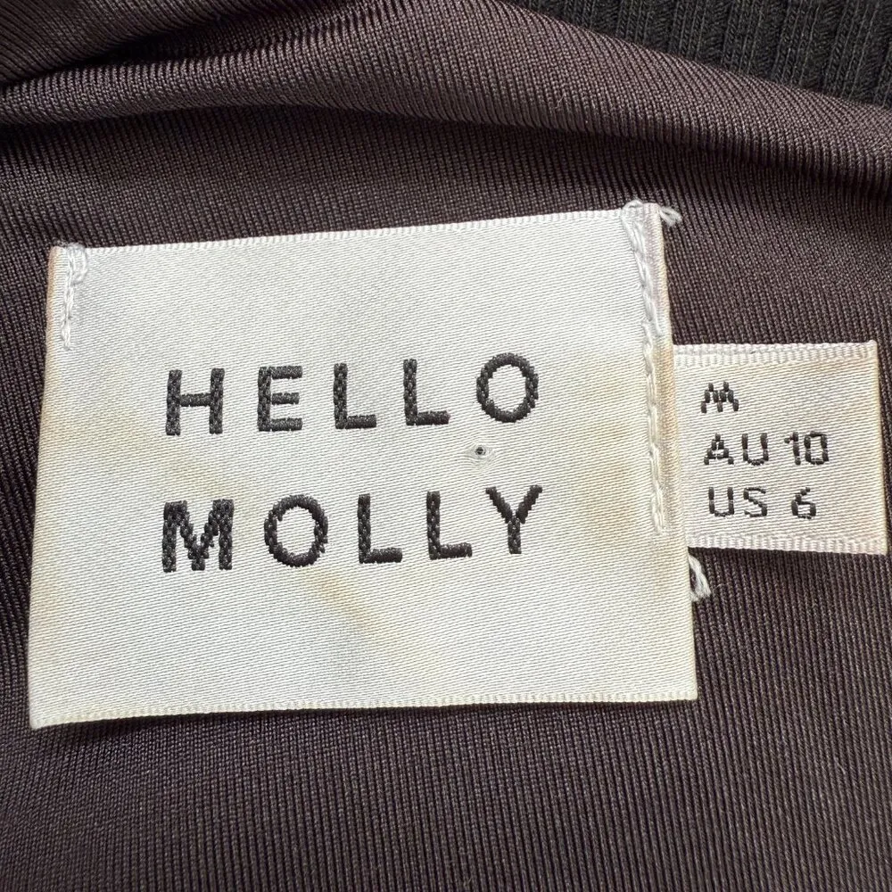 Hello Molly One Shoulder Ribbed Cut Out Mini Dress Womens 6 Black Cocktail Party - Image 9