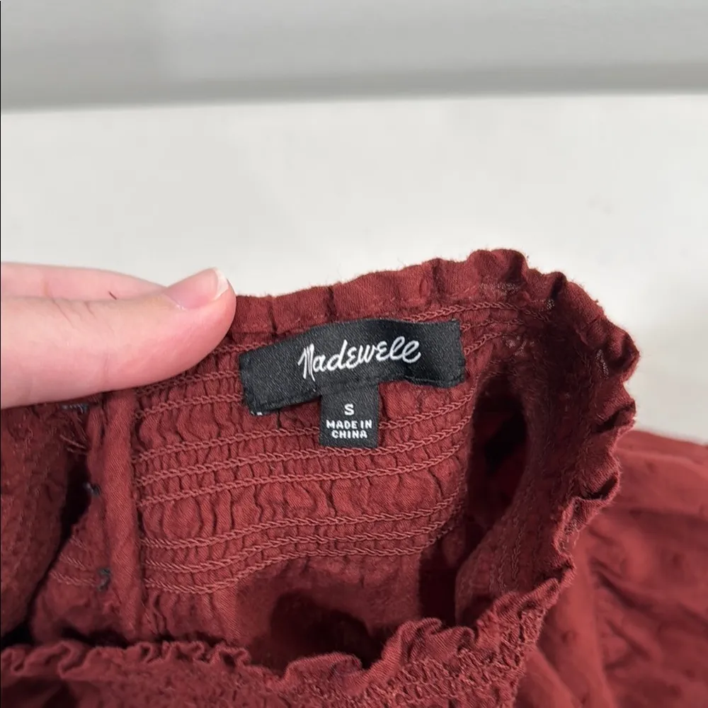 Madewell Sheer-Sleeve Mockneck Top in Clip Dot Size Small EUC - Image 11