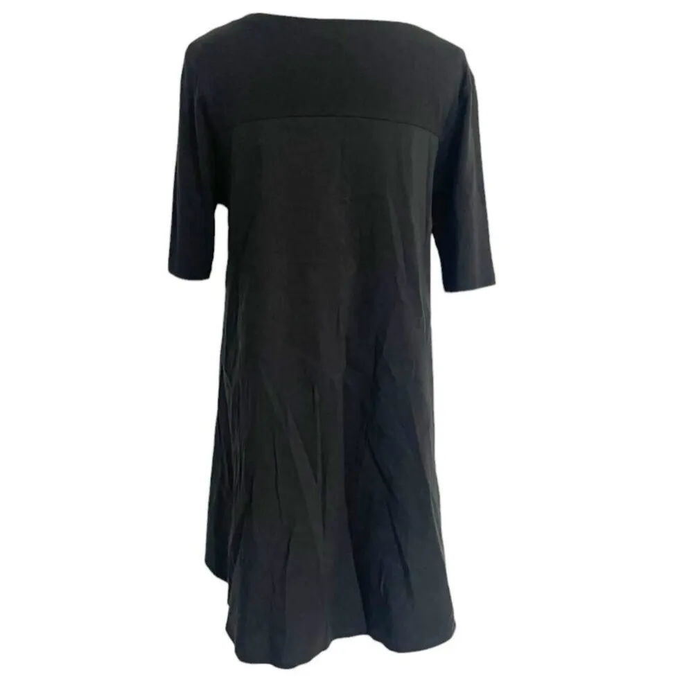 Comfy USA Size Small Top Blouse Black Tunic Short Sleeve Boho Lagenlook - Image 4