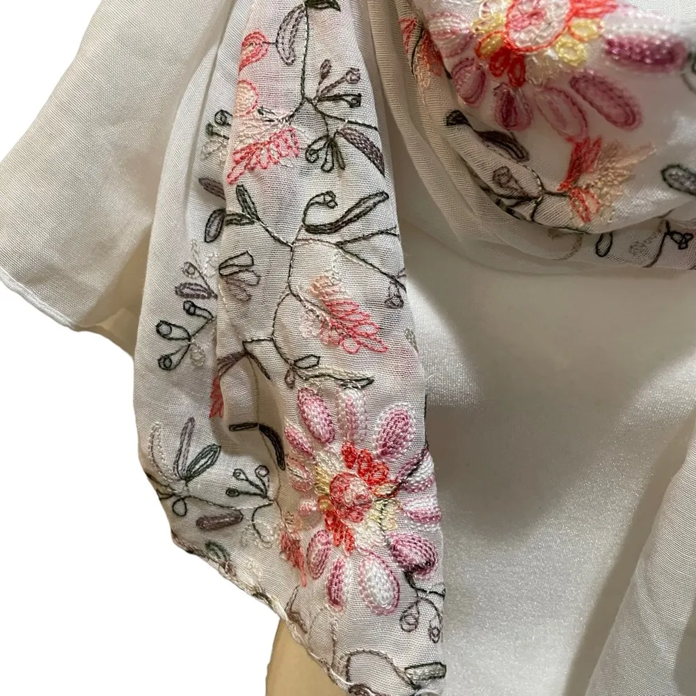 Bass Floral Sheer Scarf White - Image 2