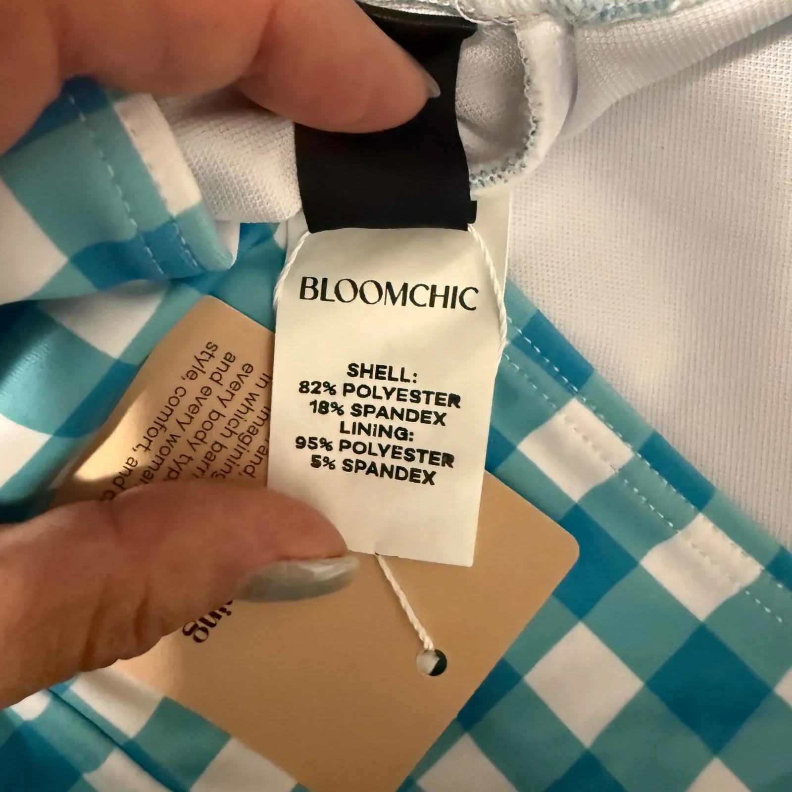 Bloomchic‎ Womens Blue Gingham Swim Top Tie Straps Plus Size 22/24 - Image 8