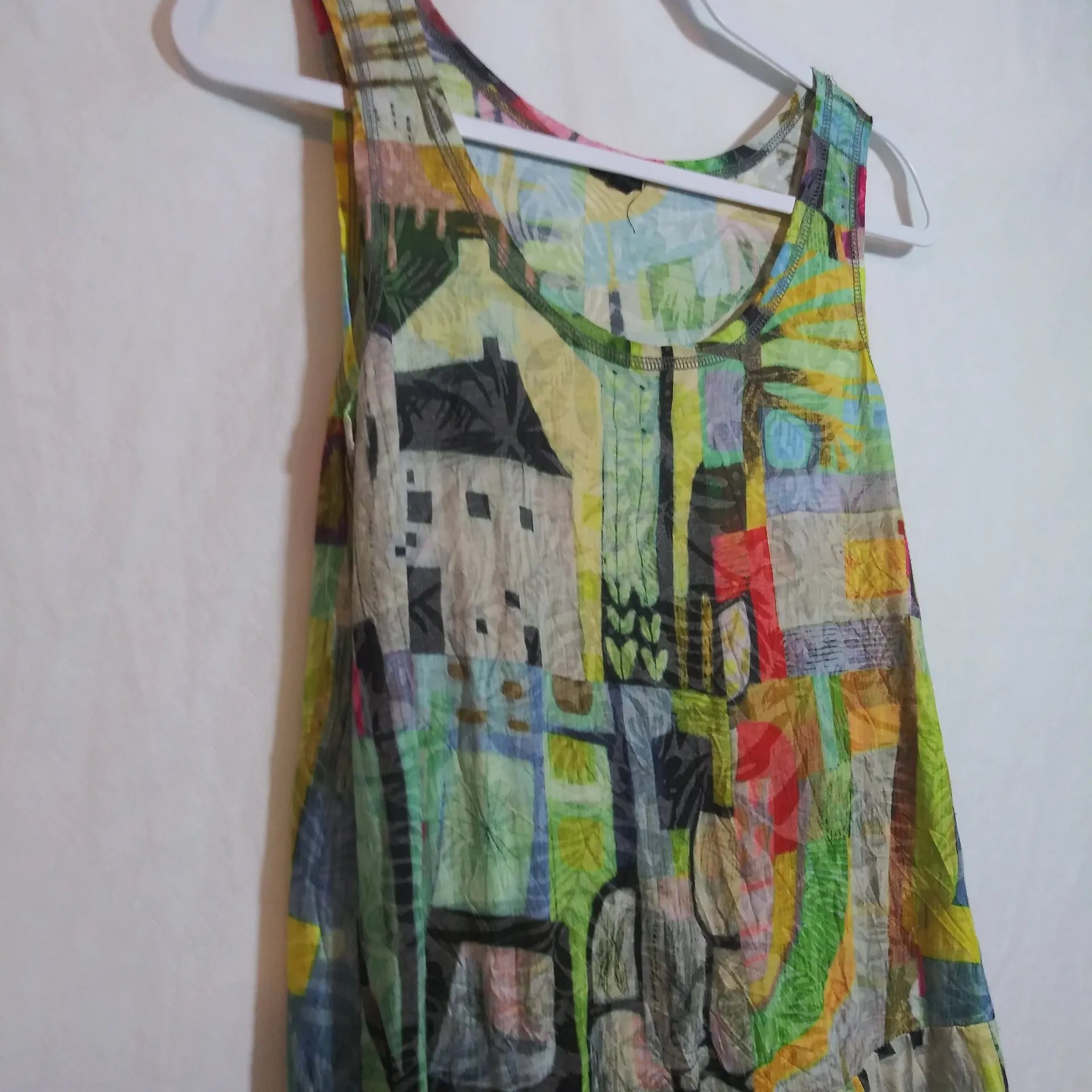 Shana Euro City Art Eclectic Sleeveless Ruffled or Straight Dress Size XS Red - Image 4