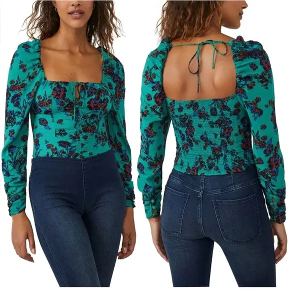Free People Cropped Floral Hilary Top New Size Small - Image 14