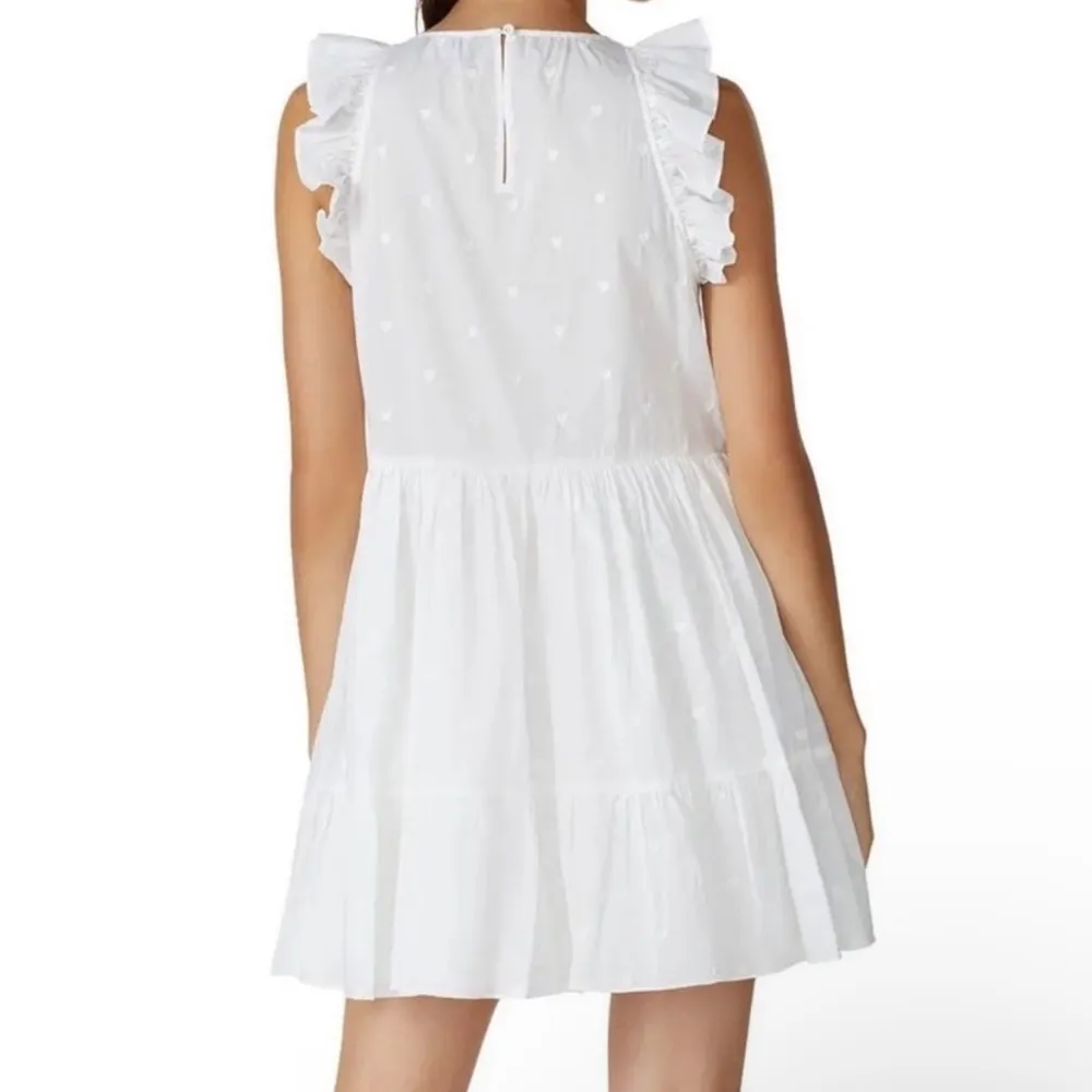 Kooples Rent the Runway White Ruffle Heart Embroidered Ruffle Sleeveless Dress 1 - Image 3