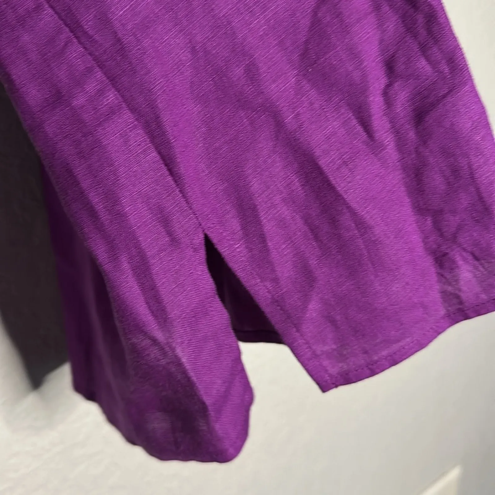 Ralph Lauren 100% Linen Purple Tunic Long Sleeve Roll Tab Sleeve Jewel Tone - Image 4
