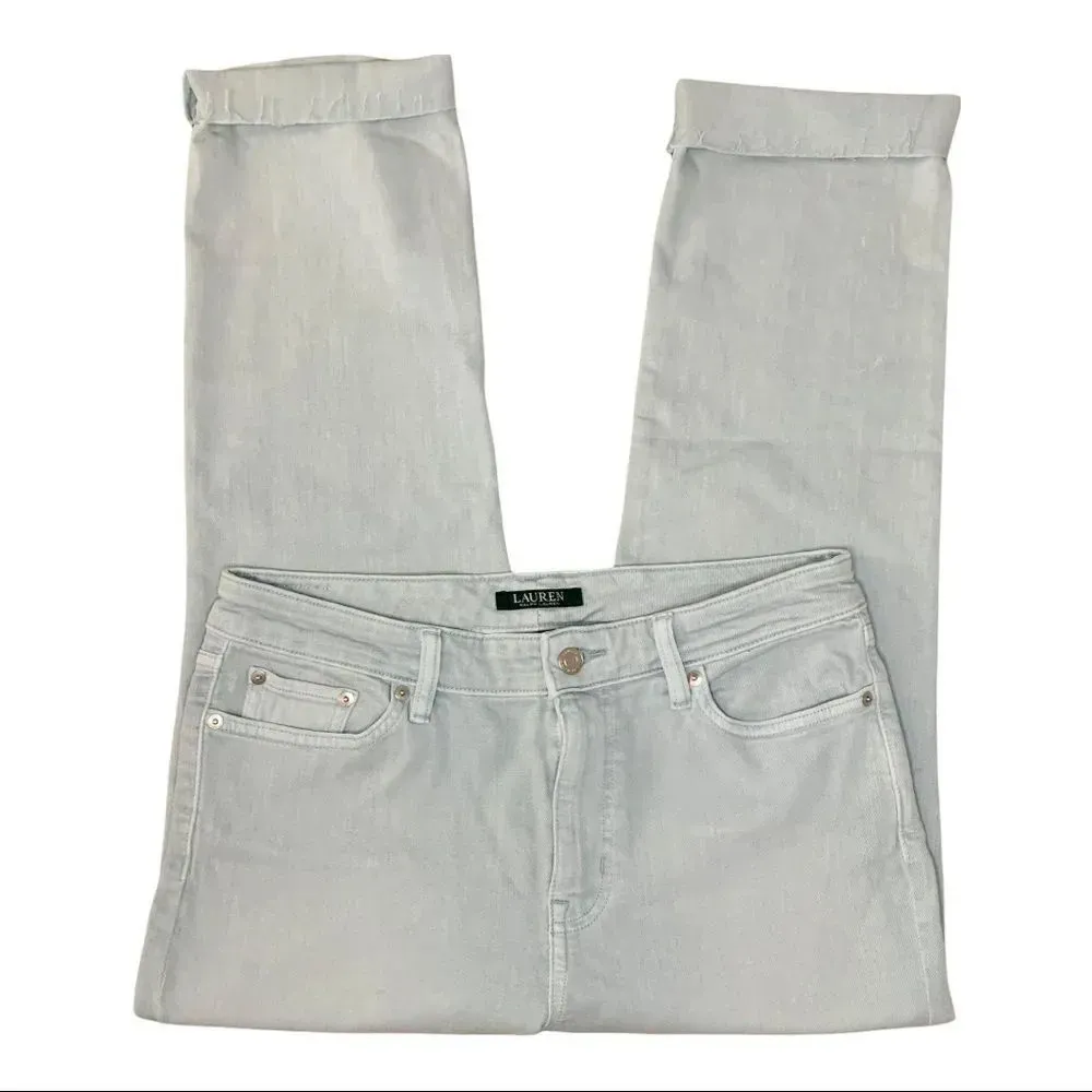 Lauren Ralph Lauren Jeans Blue Gray High Rise Premier Straight Ankle sz 10 - Image 2