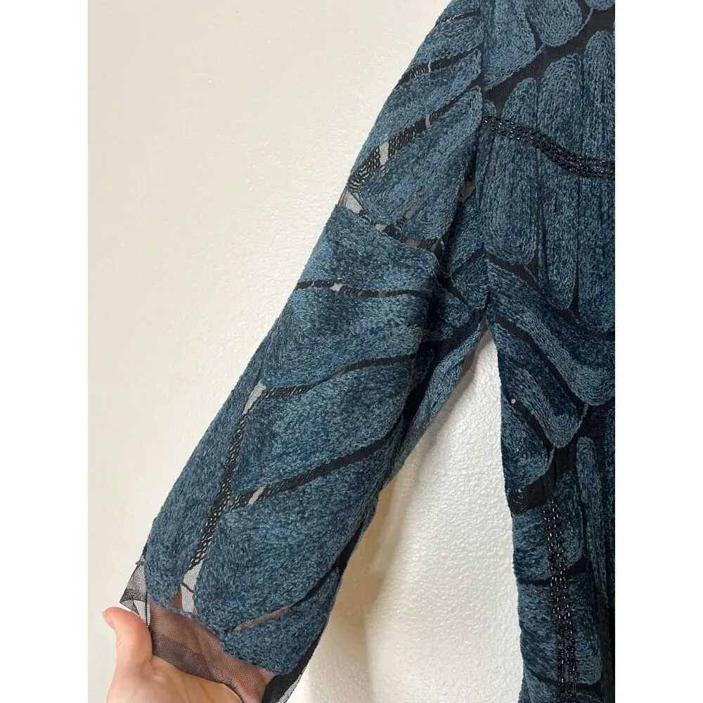 Chico's Mesh Chenille Velvet Cardigan Womens Sz M Whimsigoth Fairy Grunge Goth - Image 3