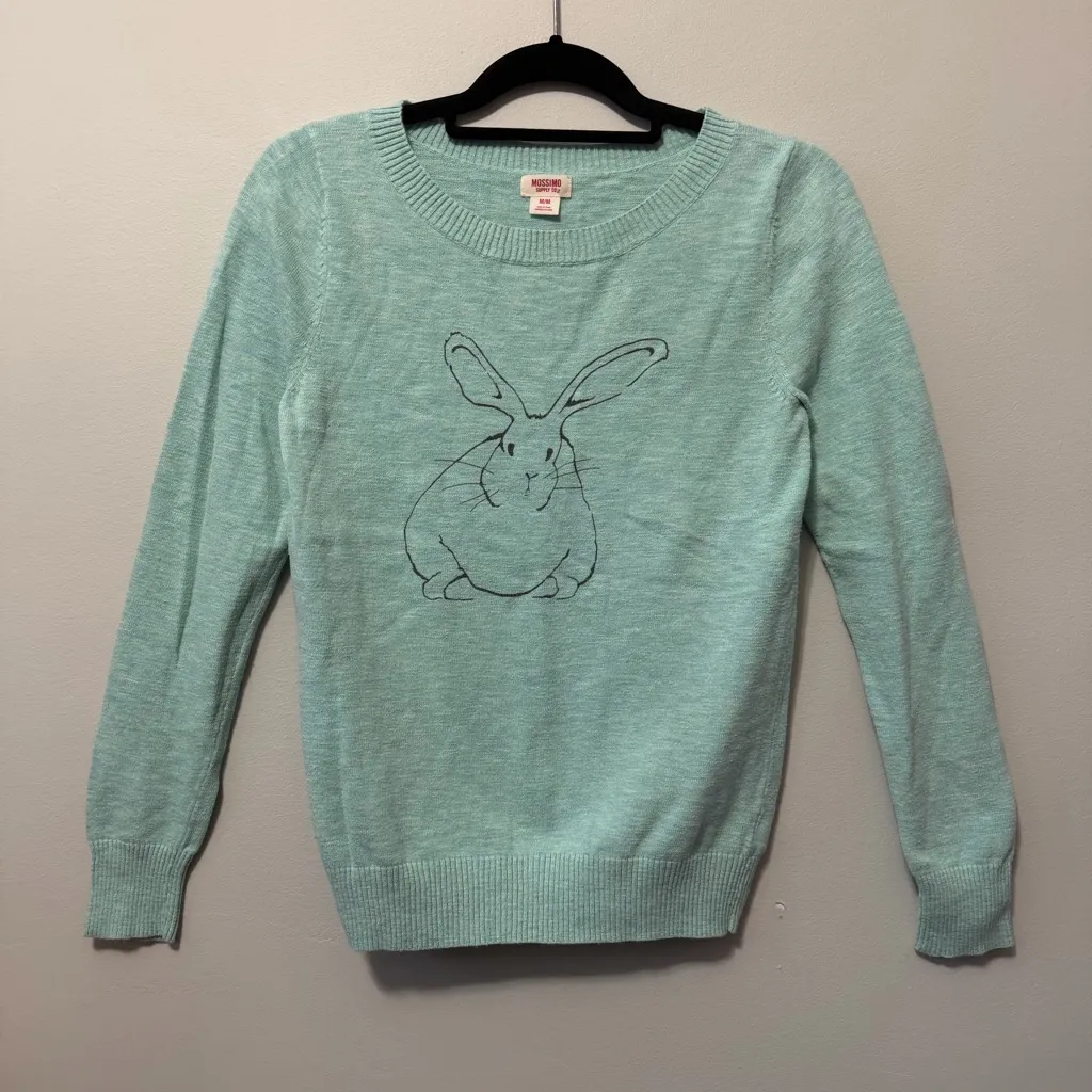 Mossimo Light Blue Rabbit Cotton Crewneck Sweater Size M Size M - Image 3